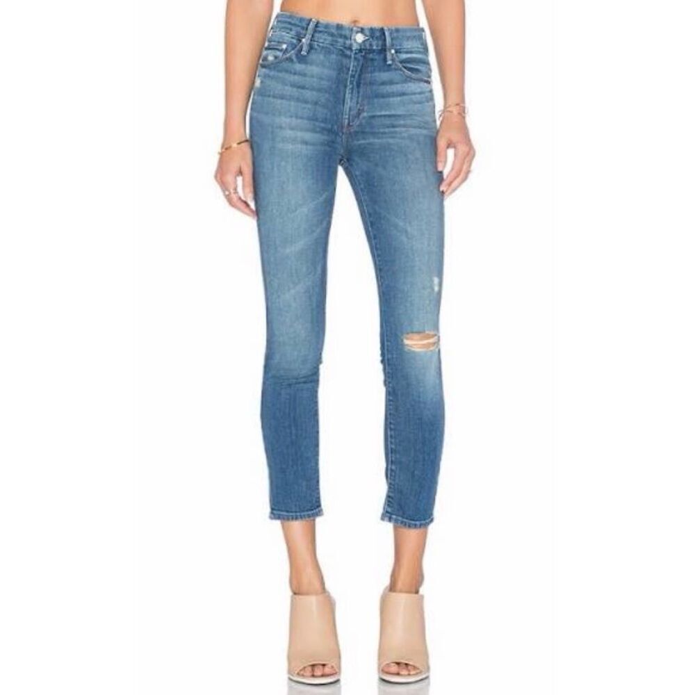 Mother High Waisted Looker Crop Jeans in Skipping Stones 30